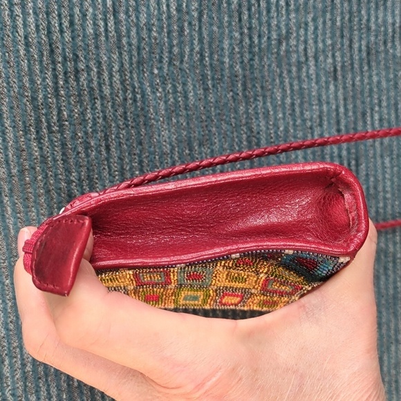 Brighton Beaded, Red Leather, Crossbody Mini-Bag - Picture 12 of 17